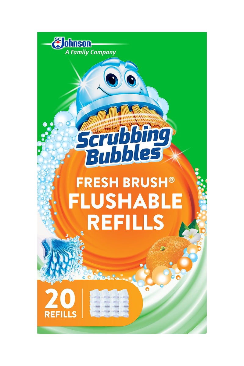 Scrubbing Bubbles Flushable Toilet Bowl Wand Cleaner Refills, Fresh Brush Cleaner Toilet Refill Pads, Removes Limescale & Odors, Citrus Scent, 20 Count (Pack of 1) - Image 1