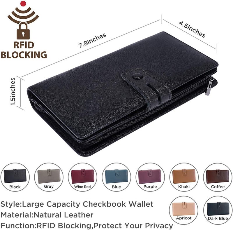 Itslife Womens Wallet,Large Capacity RFID Blocking Leather Wallets Credit Cards Organizer Ladies Wallet with Checkbook - Image 4