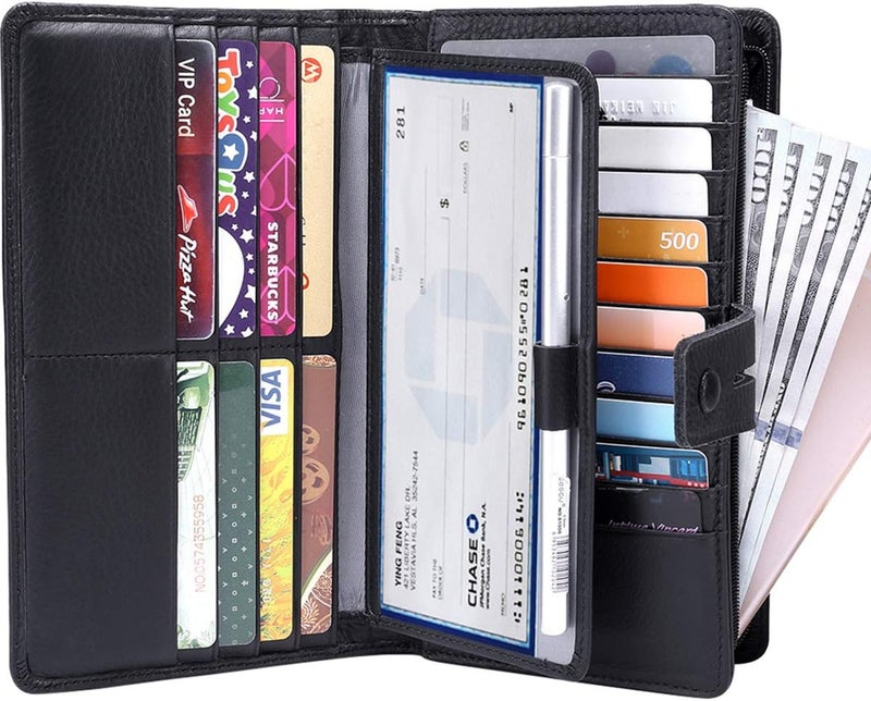 Itslife Womens Wallet,Large Capacity RFID Blocking Leather Wallets Credit Cards Organizer Ladies Wallet with Checkbook - Image 2