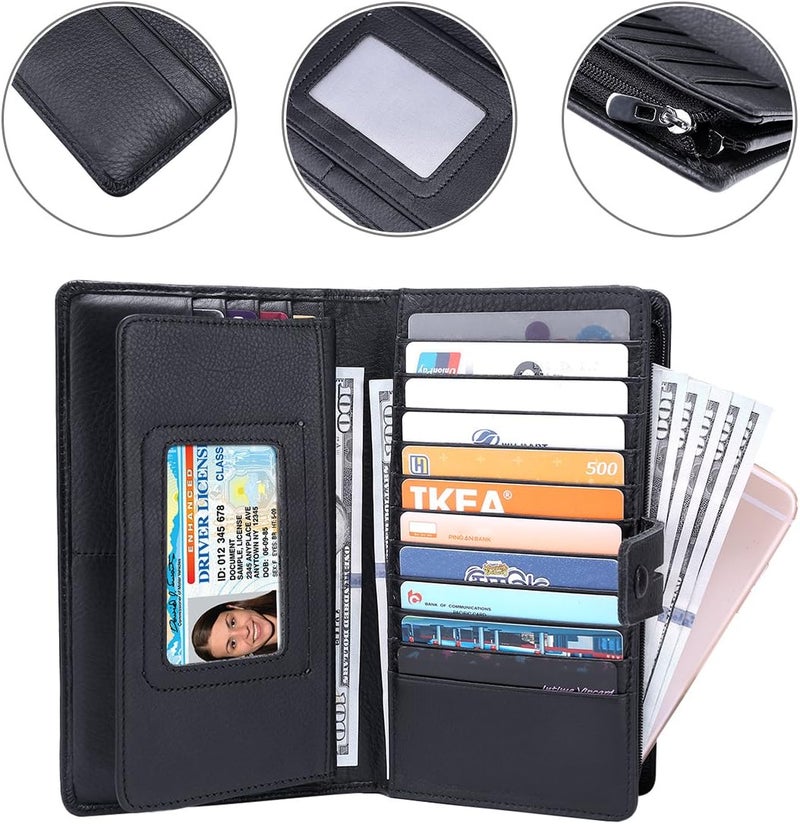 Itslife Womens Wallet,Large Capacity RFID Blocking Leather Wallets Credit Cards Organizer Ladies Wallet with Checkbook - Image 5