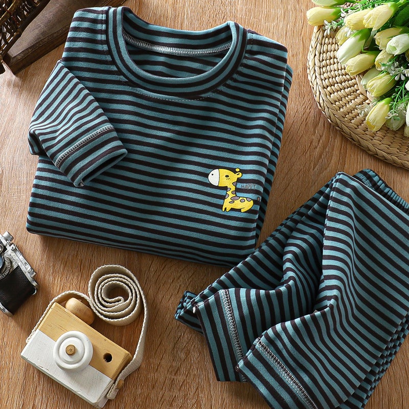 Children''s Velvet Suit, Warm and Heated Autumn and Winter Pajamas, Medium and Large Kidsren''s Base Layer, Thickeneded Men''s and Women''s Treasure Home Autumn Clothes and Long Trousers - Image 4