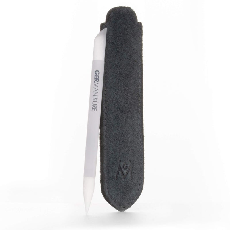 GERMANIKURE Grey Glass Cuticle Stick in Suede Sleeve - Ethically Made in Czech Republic - Cuticle Pusher & Remover, Callous & Dry Skin Fingertip File, Nail Shaper - Image 2