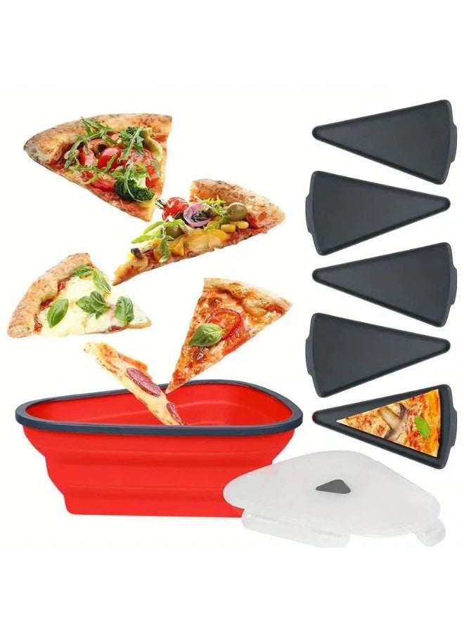 Foldable Silicone Pizza Box, Reusable Pizza Storage Container, Space-Saving and Microwave Safe, Portable Pizza Slice Keeper with Lid, BPA Free, Ideal for Leftovers and On-the-Go Lunches - Image 4