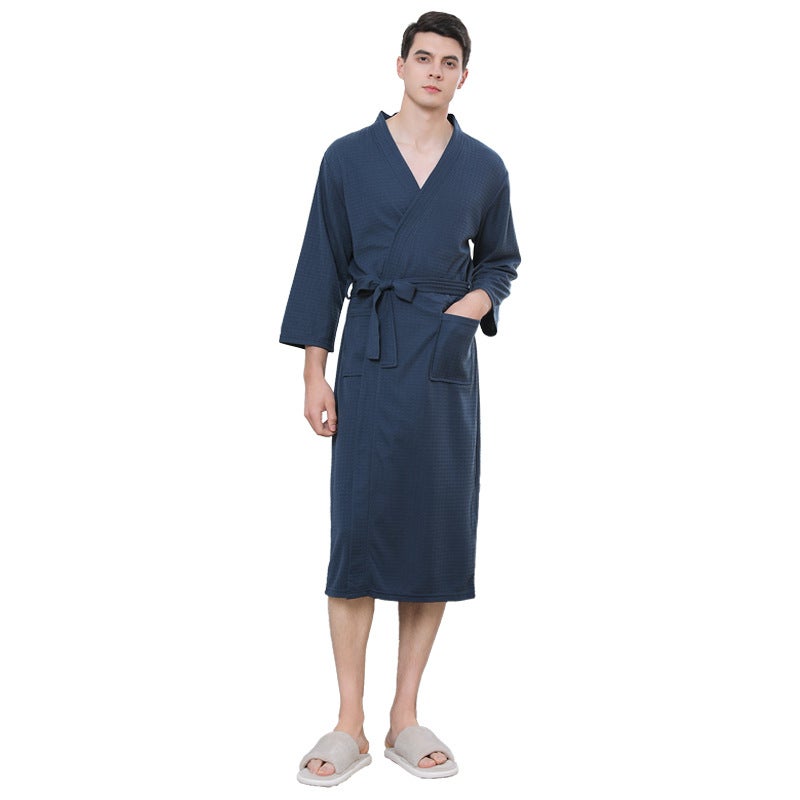 Spring Summer Waffle Weave Bathrobe Kimono Light purple  - Image 4