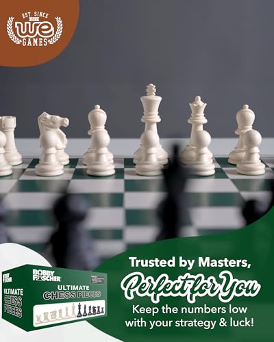 WE Games Bobby Fischer Ultimate Chess Pieces Set, Staunton Plastic Tournament Chess Set - Extra Queens, Triple Weighted - Image 3