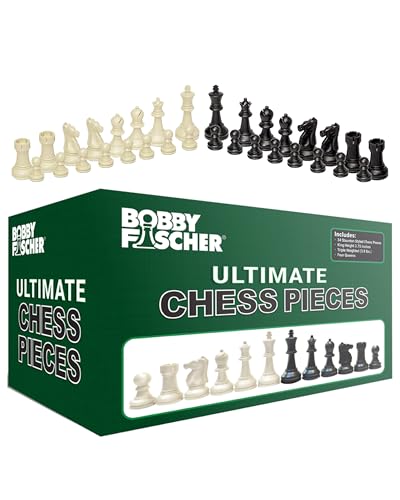 WE Games Bobby Fischer Ultimate Chess Pieces Set, Staunton Plastic Tournament Chess Set - Extra Queens, Triple Weighted - Image 2
