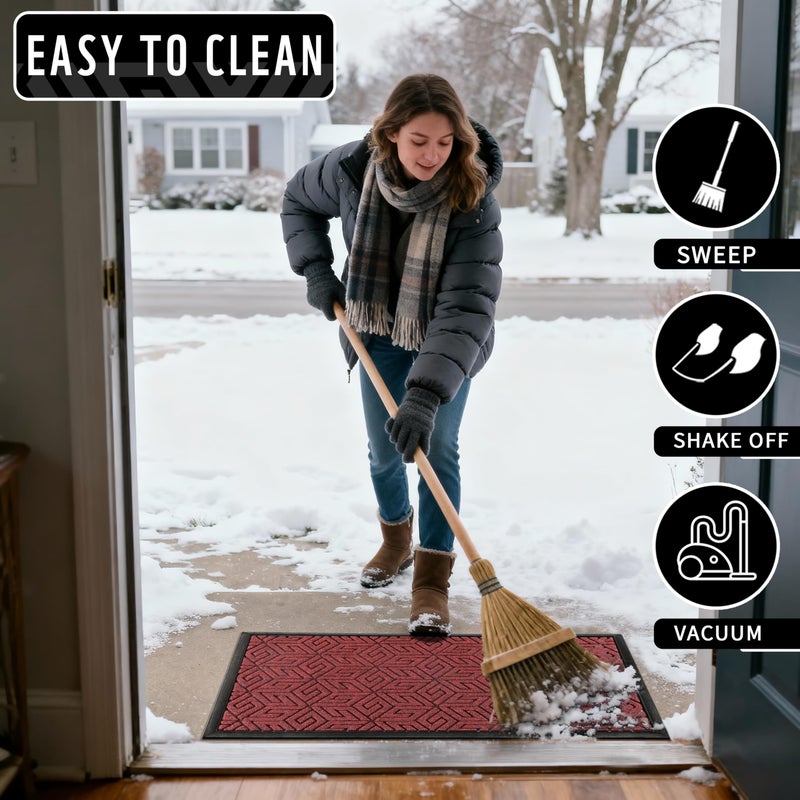 Yimobra Doormat Outdoor Entrance 29.5x17, All-Weather Waterproof Outdoor Mats for Front Door, Non Slip Welcome Door Mat for Patio Proch Outside Entryway Indoor, Red - Image 5