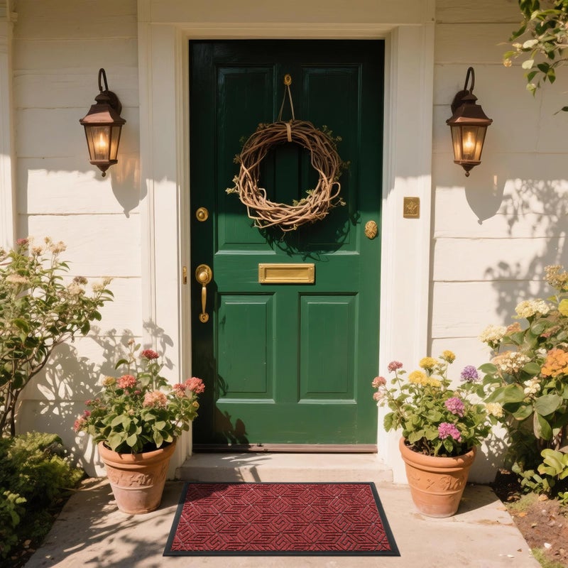 Yimobra Doormat Outdoor Entrance 29.5x17, All-Weather Waterproof Outdoor Mats for Front Door, Non Slip Welcome Door Mat for Patio Proch Outside Entryway Indoor, Red - Image 3