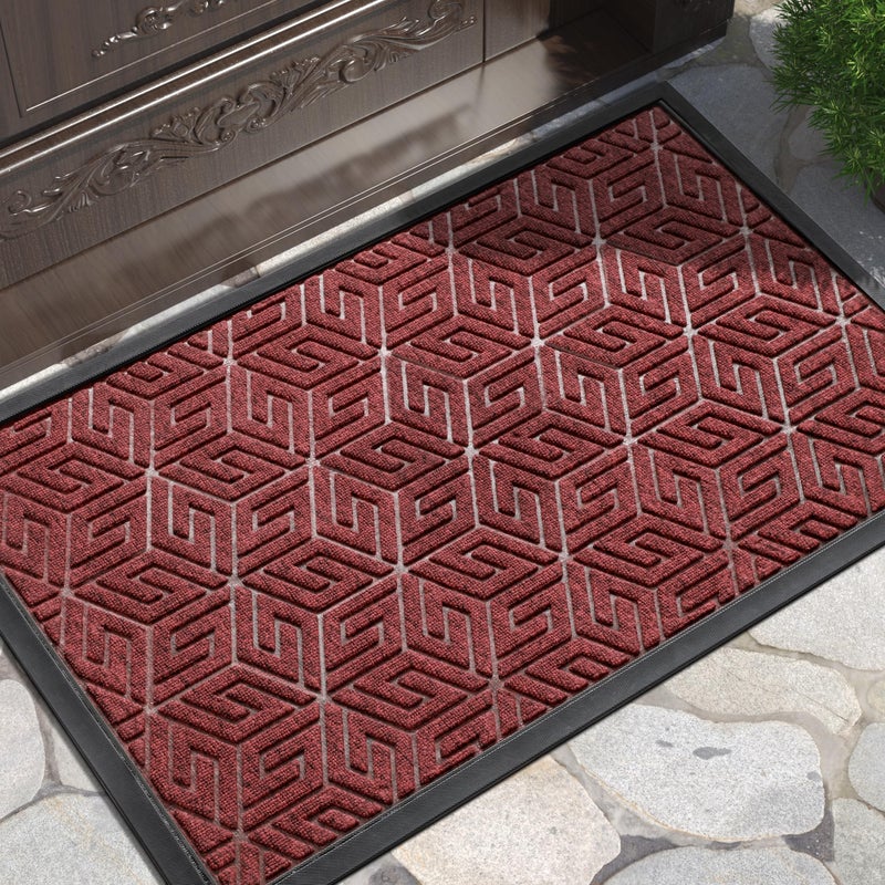 Yimobra Doormat Outdoor Entrance 29.5x17, All-Weather Waterproof Outdoor Mats for Front Door, Non Slip Welcome Door Mat for Patio Proch Outside Entryway Indoor, Red - Image 1