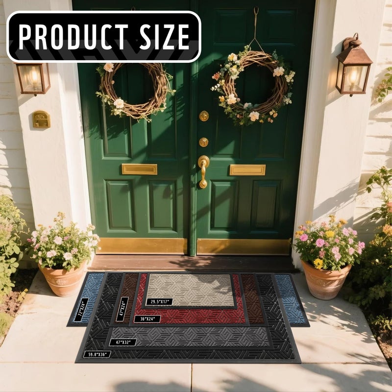 Yimobra Doormat Outdoor Entrance 29.5x17, All-Weather Waterproof Outdoor Mats for Front Door, Non Slip Welcome Door Mat for Patio Proch Outside Entryway Indoor, Red - Image 2
