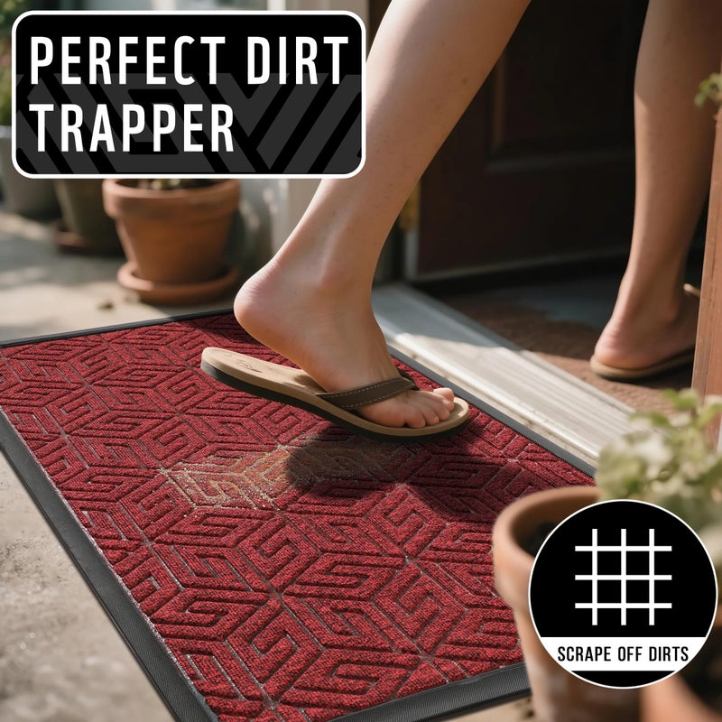 Yimobra Doormat Outdoor Entrance 29.5x17, All-Weather Waterproof Outdoor Mats for Front Door, Non Slip Welcome Door Mat for Patio Proch Outside Entryway Indoor, Red - Image 4