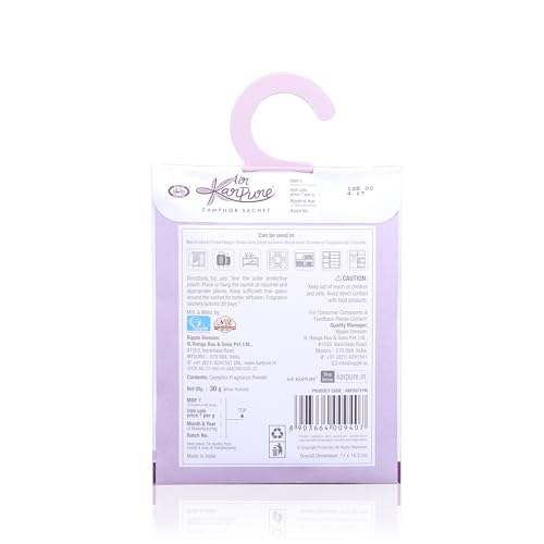 Cycle Pure Karpure Camphor Sachet - Pack of 2 | Air Freshener for Wardrobe, Home, Office, Bathroom, Car | Floral Musk, Eucalyptus | Each Lasts up to 30 Days - Image 4