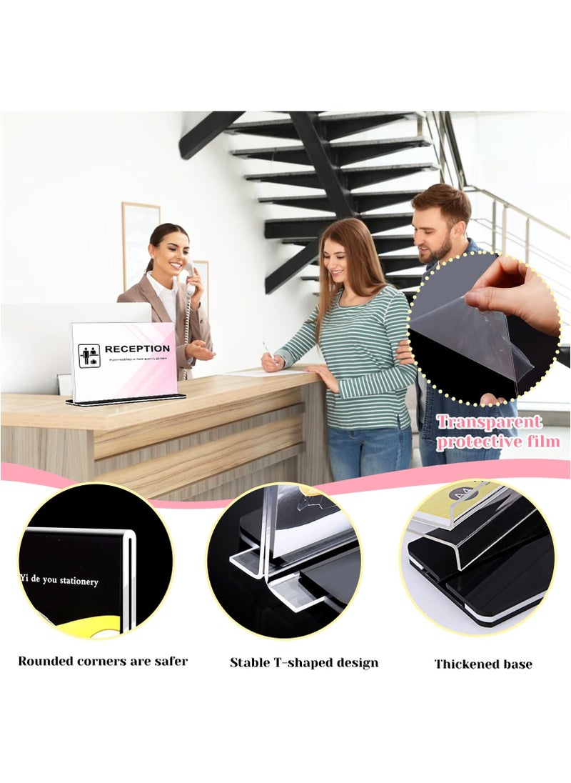 Generic - Acrylic Sign Holder A4, T Shape Table Top Display Stand, Poster Menu Holder Double Sided Display Stands for Restaurant, Hotel, Promotions, Photo, Documents & More(A4, 6 Pack) - Image 1