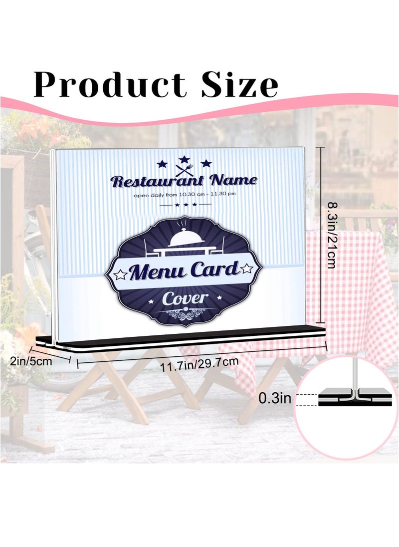 Generic - Acrylic Sign Holder A4, T Shape Table Top Display Stand, Poster Menu Holder Double Sided Display Stands for Restaurant, Hotel, Promotions, Photo, Documents & More(A4, 6 Pack) - Image 1