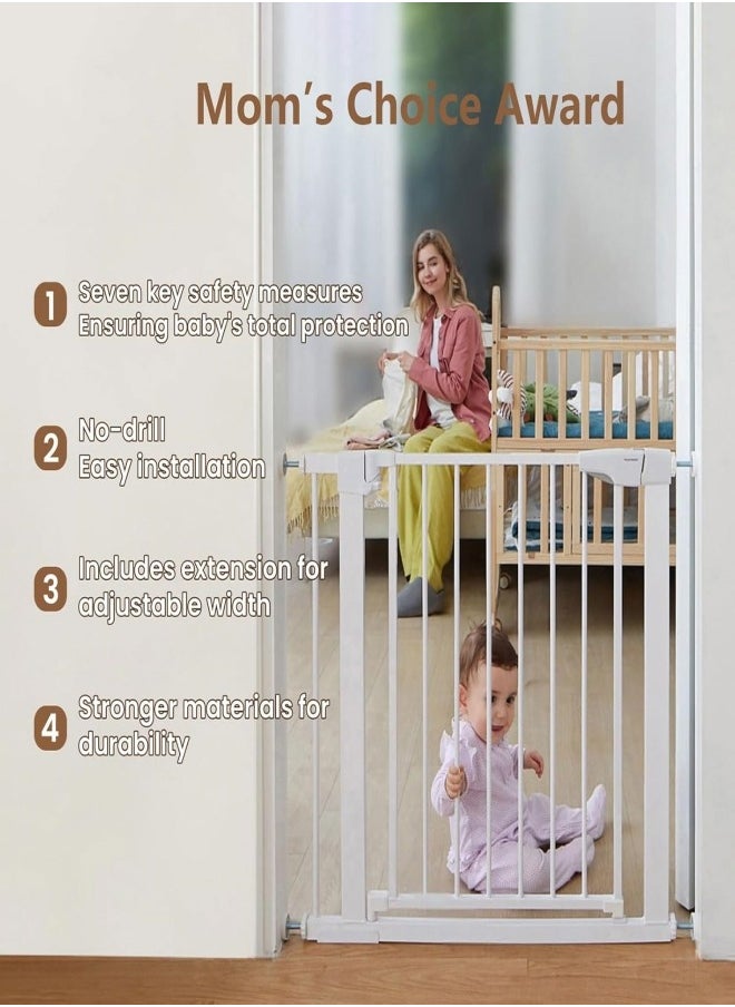 nubite Auto-Close Safety Baby Gate, No Drilling, Extra Wide Child Gate,Extra Wide Child Gate with 35 cm Extension Kit, Maximum Suitable for 118 cm, Baby Gates for Stairs and Doorways, Pet door,  Easy Install  - Image 3