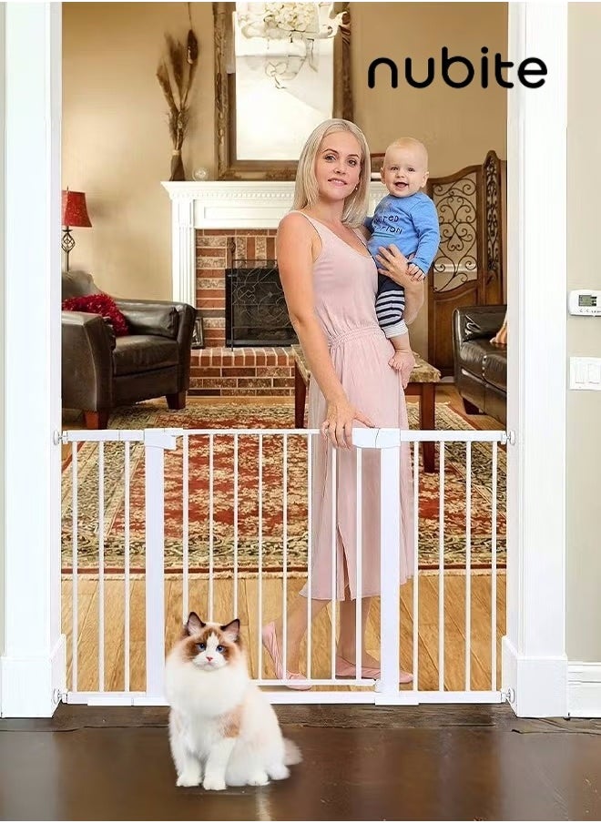 nubite Auto-Close Safety Baby Gate, No Drilling, Extra Wide Child Gate,Extra Wide Child Gate with 35 cm Extension Kit, Maximum Suitable for 118 cm, Baby Gates for Stairs and Doorways, Pet door,  Easy Install  - Image 1