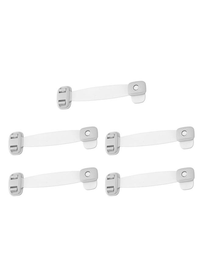 Thoraya 5pcs Child Safety Strap Locks Double Button Baby Proof Cabinet Lock Pinch Protection Multi Purpose Adhesive Latches Grey  - Image 2