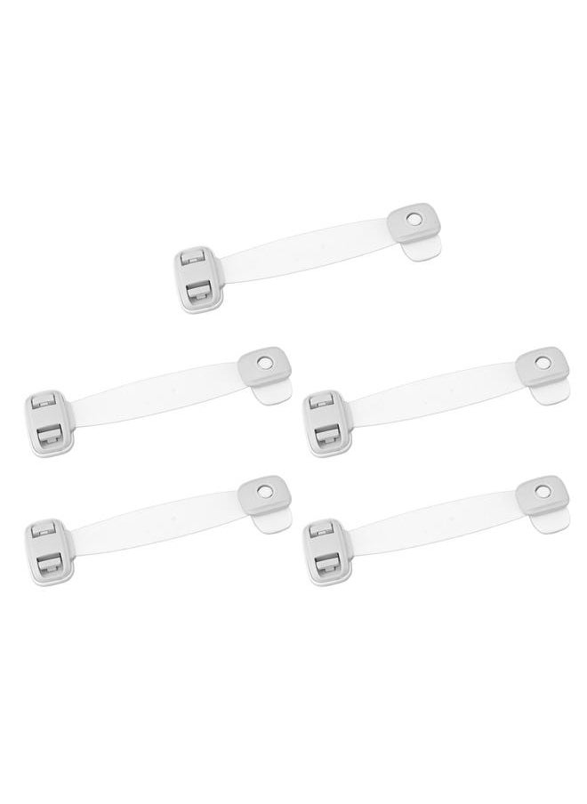 Thoraya 5pcs Child Safety Strap Locks Double Button Baby Proof Cabinet Lock Pinch Protection Multi Purpose Adhesive Latches Grey  - Image 3