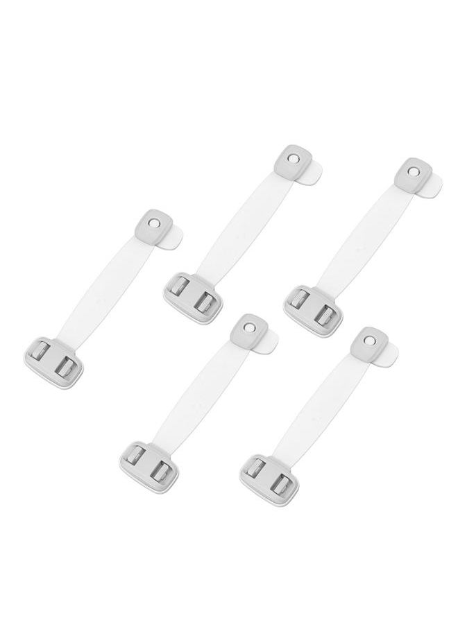 Thoraya 5pcs Child Safety Strap Locks Double Button Baby Proof Cabinet Lock Pinch Protection Multi Purpose Adhesive Latches Grey  - Image 5