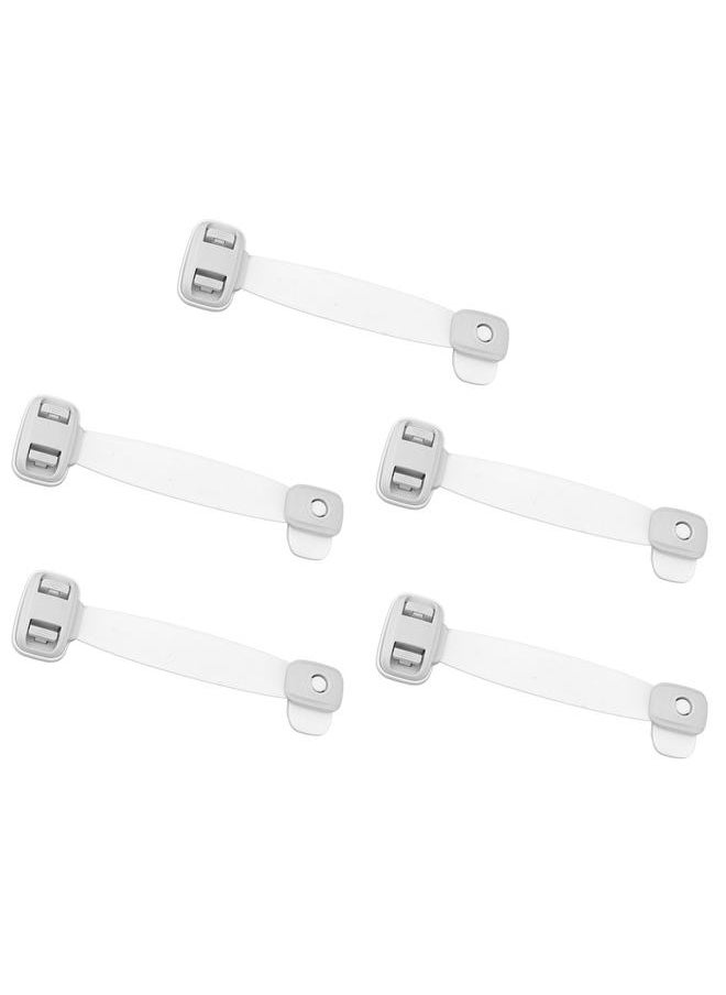 Thoraya 5pcs Child Safety Strap Locks Double Button Baby Proof Cabinet Lock Pinch Protection Multi Purpose Adhesive Latches Grey  - Image 1