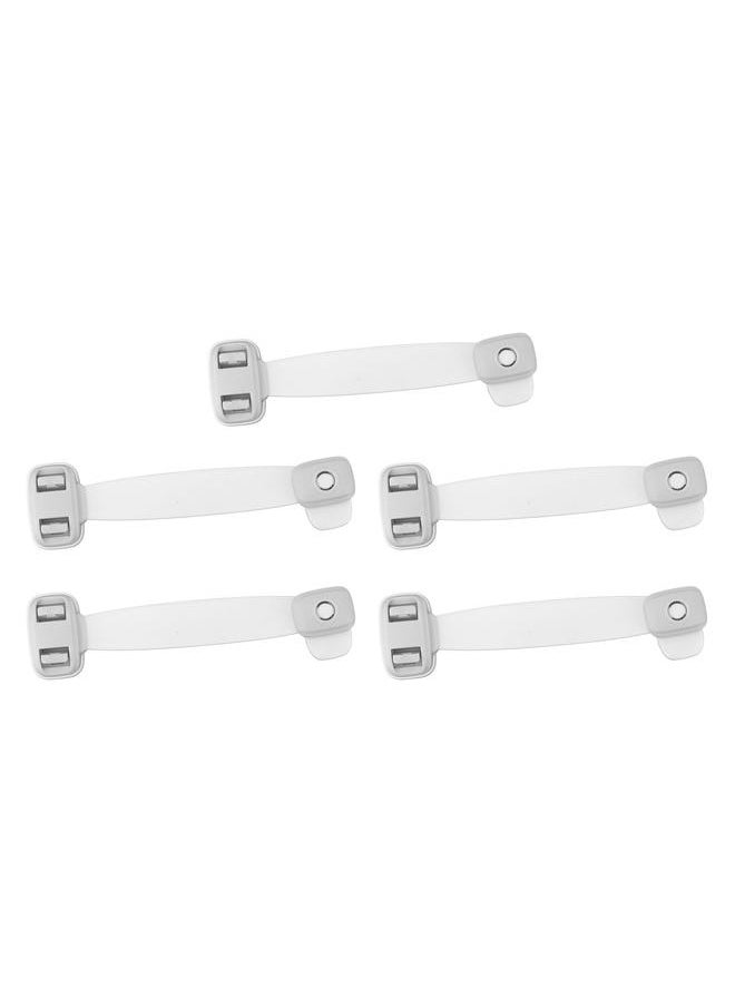 Thoraya 5pcs Child Safety Strap Locks Double Button Baby Proof Cabinet Lock Pinch Protection Multi Purpose Adhesive Latches Grey  - Image 4