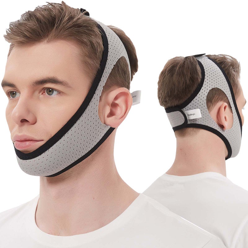 Anti Snoring Chin Strap for Cpap Users KeyBegin Adjustable Chin Strap for Snoring Chin Strap for Sleeping Upgraded Cpap Chin Strap to Keep Mouth Closed While SleepingGrey