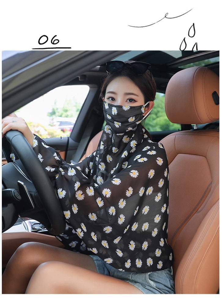 مجموعة شالات واقية من الشمس للبنات، شال شيفون حرير جليدي، حجاب مضاد للأشعة فوق البنفسجية - Image 3