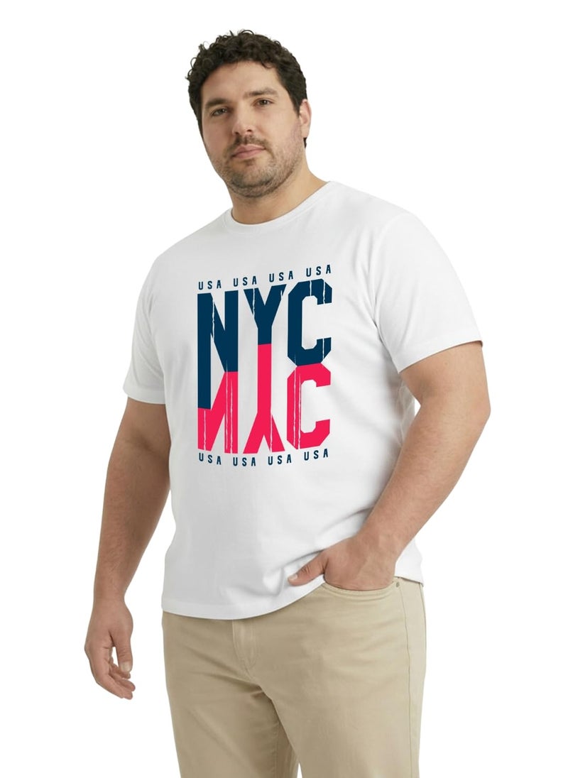 Toodlegram Men Plus Size T-Shirt | 100% Cotton Regular Fit Casual T-Shirt for Men | Comfortable Available in 3XL, 4XL, 5XL, 6XL White - Image 1