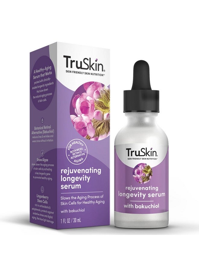 تروسكن سيروم باكوتشيول طويل العمر - سيروم مجدد للوجه بخلايا جذعية من التوت البري والطحالب الثلجية - عناية بالبشرة مصممة للمساعدة في الانتقال من مكافحة الشيخوخة إلى الشيخوخة الصحية - 1 أونصة سائلة - Image 1
