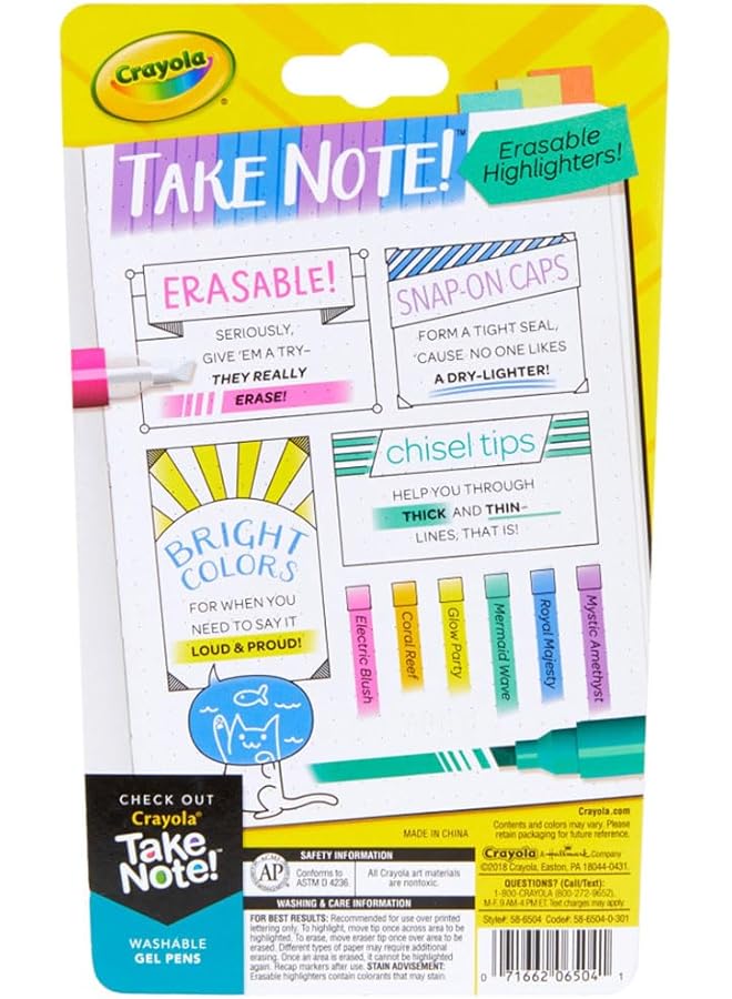 Crayola 6 Ct. Take Note! Erasable Highlighters - Image 5