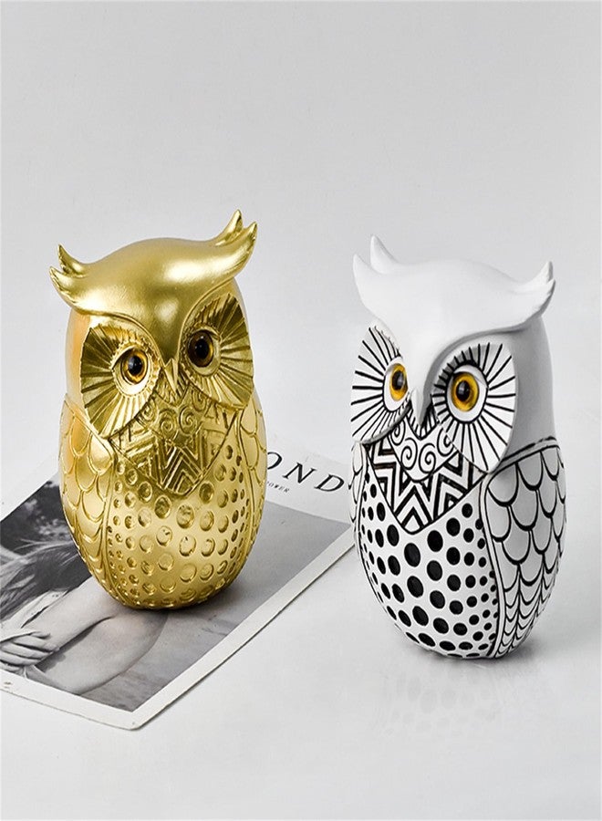 LINZHEN Black Owl Figurine Resin Statue Modern Home Office Desk Decor Ceramic Owl Sculpture Bookshelf Living Room Accent - Image 4