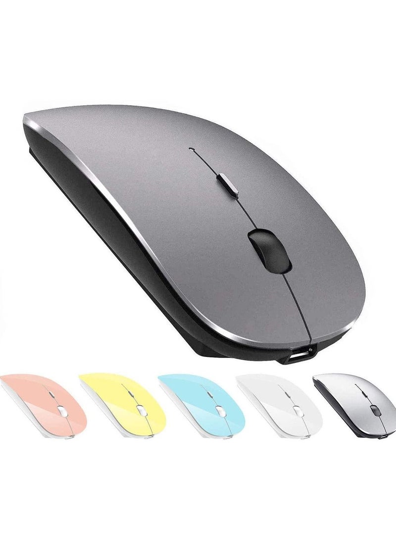 DIRECT 2 U - Wireless 2.4G Mouse Ultra-thin Silent Mouse Portable and Sleek Mice Rechargeable Mouse 10m/33ft Wireless Transmission (Grey) - Image 1