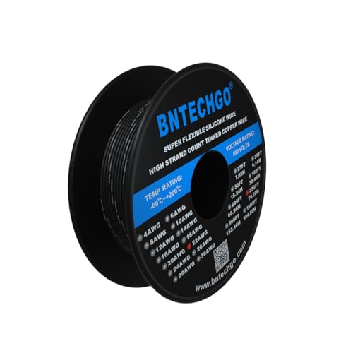 BNTECHGO 22 Gauge Silicone Wire Spool 250 ft Black Flexible 22 AWG Stranded Tinned Copper Wire - Image 3