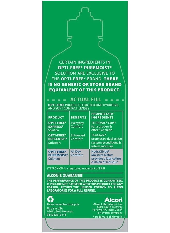 Opti-Free - Puremoist Multi-Purpose Disinfecting Solution with Lens Case, 20 Fl Oz (pack of 2) - Image 1