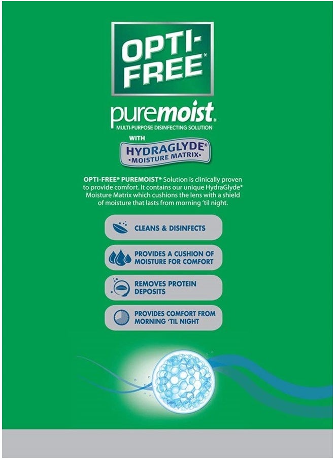 Opti-Free - Puremoist Multi-Purpose Disinfecting Solution with Lens Case, 20 Fl Oz (pack of 2) - Image 1