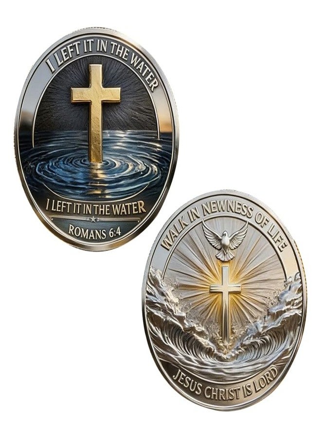 Fasmesk Christian Baptism Commemorative Coin - I Left It in The Water/Walk in Newness of Life - Religious Gift - Image 1
