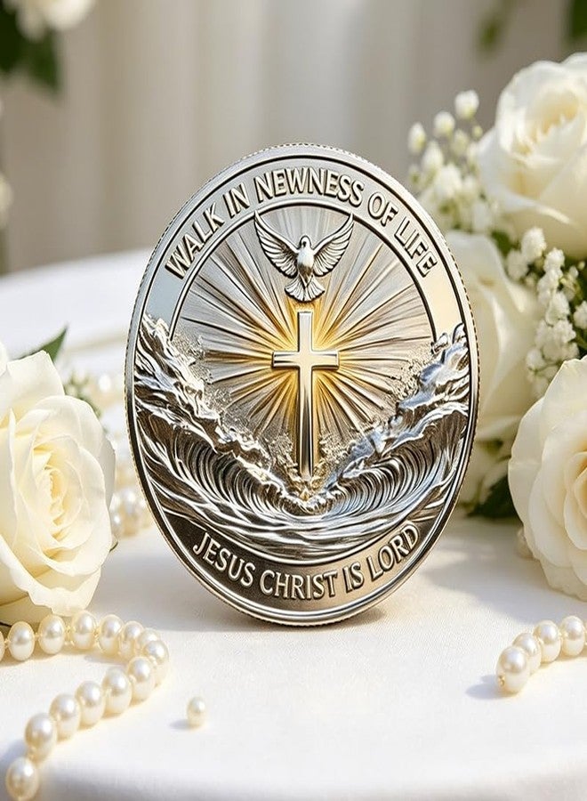 Fasmesk Christian Baptism Commemorative Coin - I Left It in The Water/Walk in Newness of Life - Religious Gift - Image 5