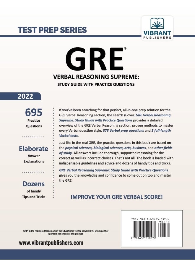 GRE Verbal Reasoning Supreme: Study Guide with Practice Questions  - Image 2