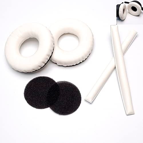 Voarmaks Rainbow Color Ear Pads Headband Cushion Kits Compatible with Sennheiser HD25 HD250BT HD25-ll HD25S Il HMD25 Headphone Foam Covers (White Sets) - Image 1
