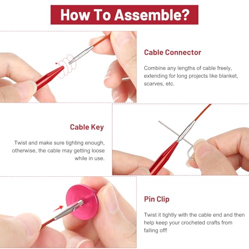 Aeelike Interchangeable Knitting Needles,13 Pairs Circular Knitting Needles Set Aluminum (Size 3.0mm-10.0mm) with 4 Cables for Socks Blankets Cushions, Ideal Crochet Gift - Image 4