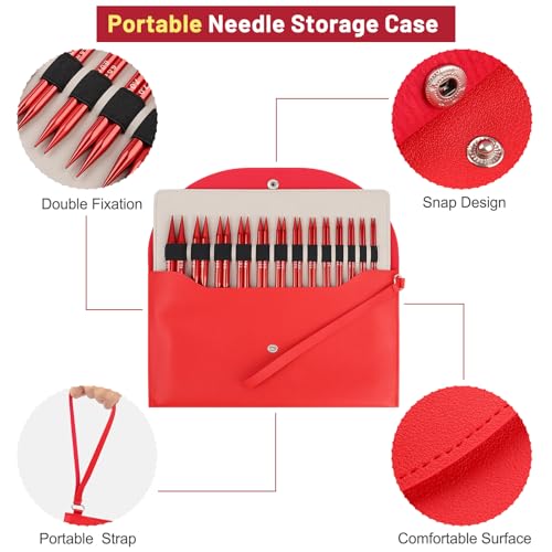 Aeelike Interchangeable Knitting Needles,13 Pairs Circular Knitting Needles Set Aluminum (Size 3.0mm-10.0mm) with 4 Cables for Socks Blankets Cushions, Ideal Crochet Gift - Image 5