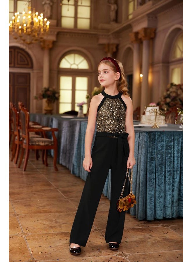 GRACE KARIN Black Jumpsuit Girls Sequin Romper Trendy Cute Formal Birthday Party Clothes Size 8-10 - Image 4