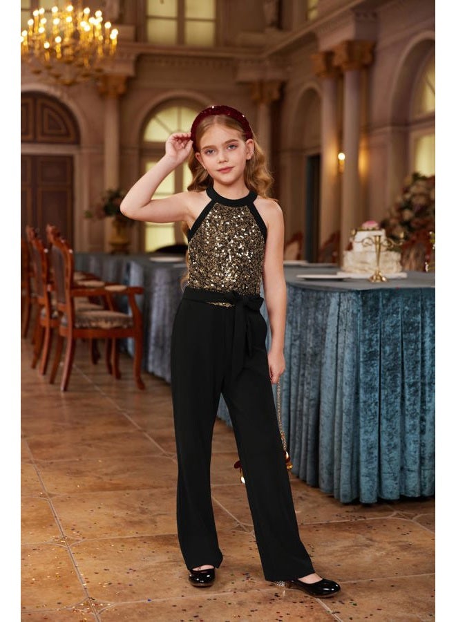 GRACE KARIN Black Jumpsuit Girls Sequin Romper Trendy Cute Formal Birthday Party Clothes Size 8-10 - Image 3