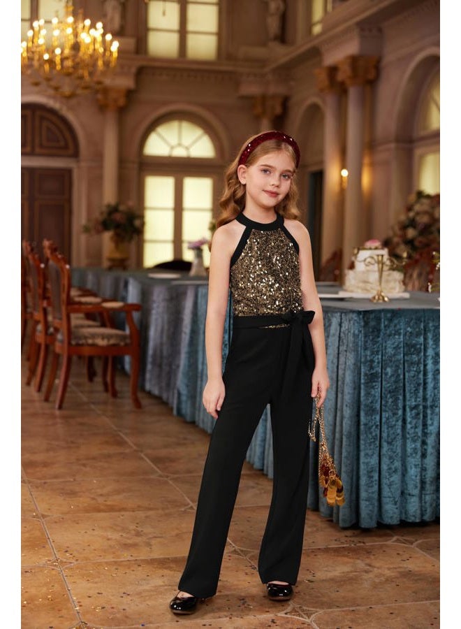 GRACE KARIN Black Jumpsuit Girls Sequin Romper Trendy Cute Formal Birthday Party Clothes Size 8-10 - Image 5