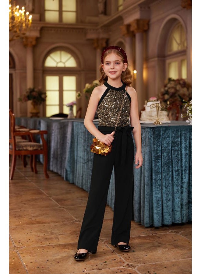 GRACE KARIN Black Jumpsuit Girls Sequin Romper Trendy Cute Formal Birthday Party Clothes Size 8-10 - Image 2