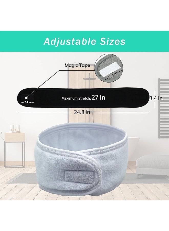 Generic 3 Pack Facial Spa Headband for Women - Adjustable, Non-Slip Terry Cloth Headband for Washing Face, Makeup, and Shower - Soft and Stretchable Hair Wrap  - Image 5