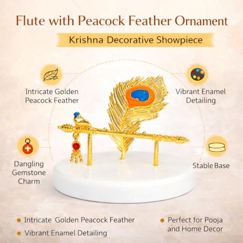 CraftVatika Goldplated Krishna Hand with Flute for Car Dashboard Small Return Housewarming Gift, Home Decoration Items for Living Room, Wedding Anniversary Janmashtami Birthday Gift for Man Woman - Image 4