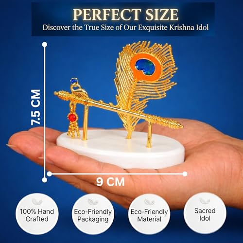 CraftVatika Goldplated Krishna Hand with Flute for Car Dashboard Small Return Housewarming Gift, Home Decoration Items for Living Room, Wedding Anniversary Janmashtami Birthday Gift for Man Woman - Image 5