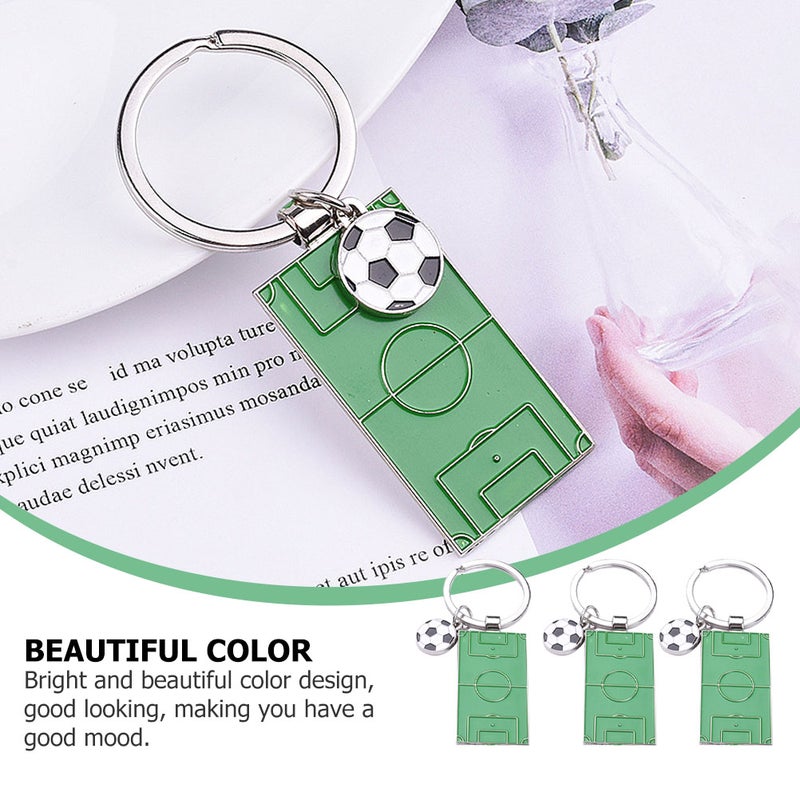 3Pcs Adorable Keychains Football Field Key Pendant Athlete Souvenir (Green) - Image 5