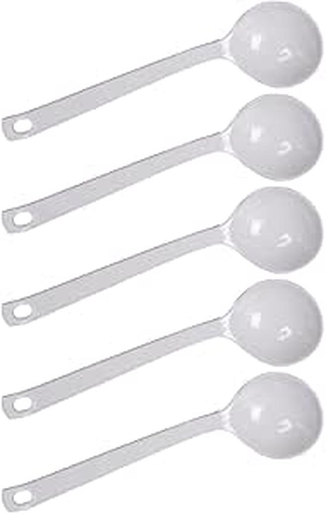 Turtle Shell Soup Spoon Set 5Pcs White Asian Hot Pot Ramen Tableware - Image 1